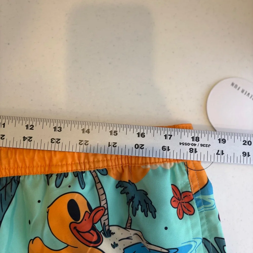 Neff Mens XL Rubber Duck Tropical Swim Trunks Mint Green Orange Board Shorts NEW
